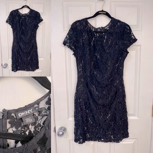 Lace Shell Dress with Side Ruching
